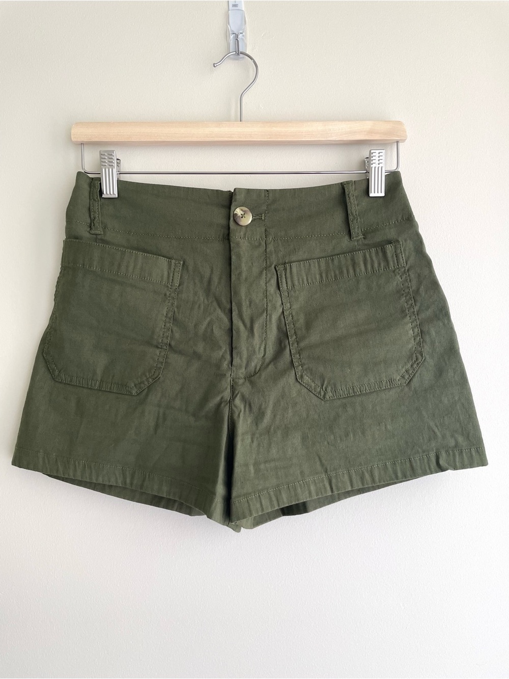 Maeve High Waist Olive Green Utility Shorts